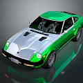 Vintage Green And Silver Two Door Sports Car With Sleek Design And Glossy Exterior