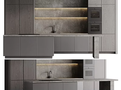 Modern Kitchen Cabinets With Countertops And Appliances 3d model