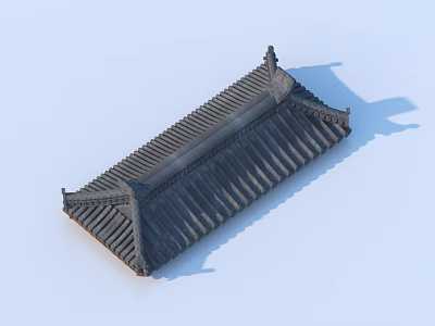 Traditional Chinese Roof Structure With Tile Design And Eave Details 3d model