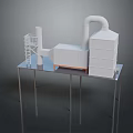 3D Industrial Equipment Model With Pipes Ladder And Metal Support Platform