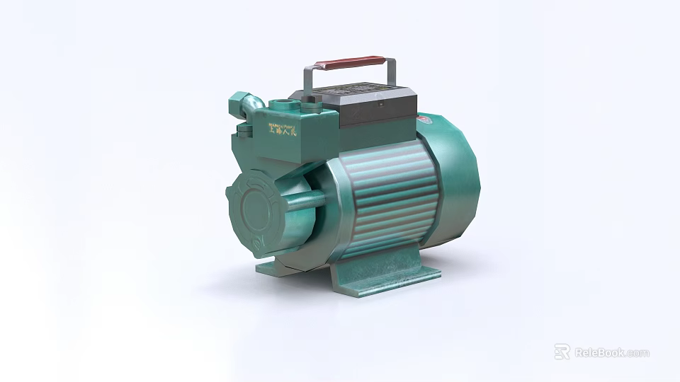 Green Industrial Equipment Electric Motor With Handle And Stable Base For Machinery Use 3d model 
