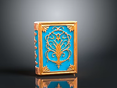 Exquisite Blue Decorative Box With Intricate Gold Ornate Patterns And Borders 3d model