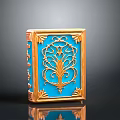 Exquisite Blue Decorative Box With Intricate Gold Ornate Patterns And Borders 3d model