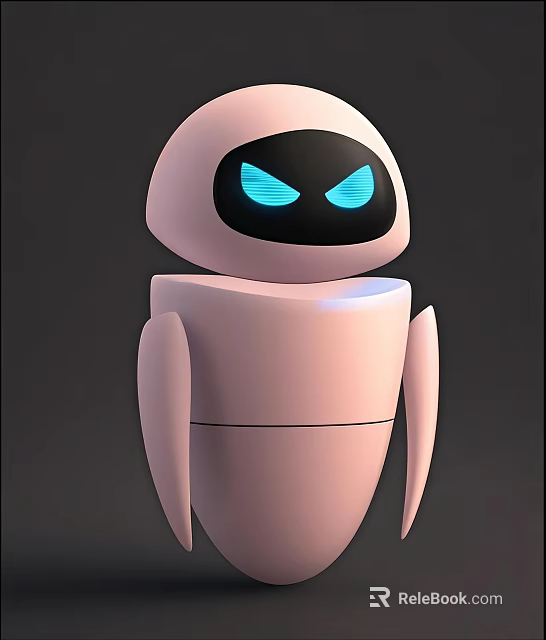 Pink Robot Game And Movie Character With Black Face And Blue Glowing Eyes 3d model 