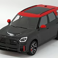 Sleek Black SUV With Red Roof And Sporty Design Elements