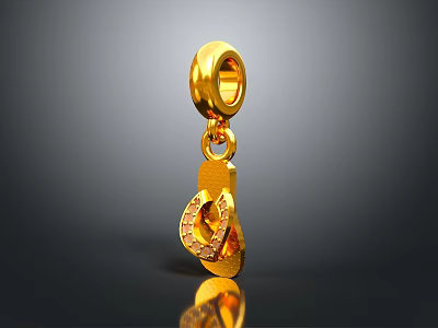 Gold Decorative Pendant Accessory With Circular Design For Daily Life 3d model