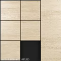 Beige Stone Tile Wall Components With Regular Square Arrangement And Black Empty Section 3d model