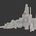 Modern White Block Architecture Model With Tall Buildings And Green Vegetation