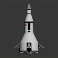 White Black Rocket Model With Pointed Top USA Flag Logo Blue Circular Emblem Bottom Supports