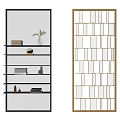 Modern Room Dividers With Dark Gold Frames Shelves And Geometric Patterns 3d model