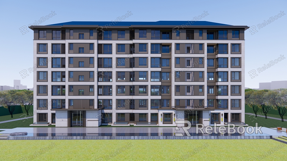 Modern Residential Building Elegant Multi-storey Residence model