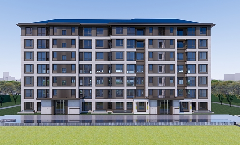 Modern Residential Building Elegant Multi-storey Residence 3d model