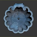 Ornate Stone Decorative Basin With Petal Shaped Rim And Rustic Finish