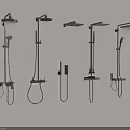Modern Design Wall Mounted Shower Systems in Various Styles with Handheld and Overhead Sprayers 3d model