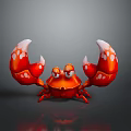Red Cartoon Aquatic Animal Crab With Large Claws And White Spots Design