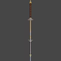 Samurai Swords With Black Orange Glowing Blades Decorative Handles And Sheath On Gray Background