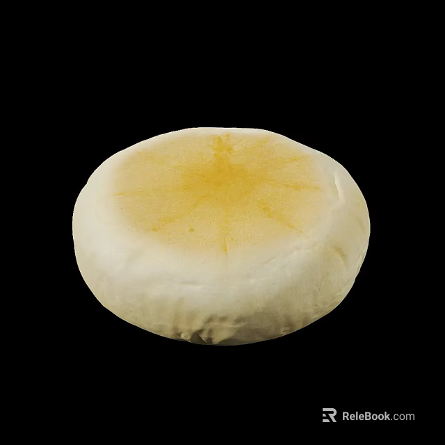 Round Soft Bread Roll With Golden Toasted Surface And White Base 3d model