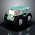 Light Green Cartoon Style Off Road Vehicle With Large Tires And Toy Like Design