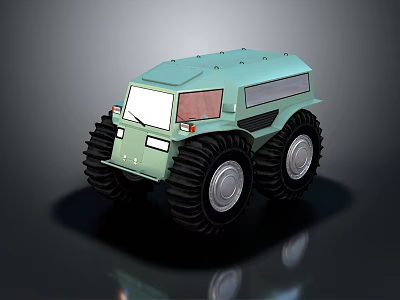 Light Green Cartoon Style Off Road Vehicle With Large Tires And Toy Like Design 3d model