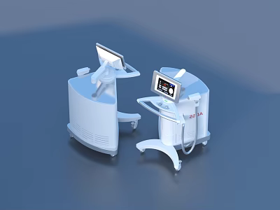 Modern White Medical Equipment With Display Screens And Operation Consoles 3d model