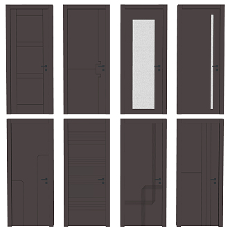 Modern swing door combination 3d model