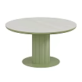Round Dining Table With Light Colored Top And Green Vertical Striped Pedestal Base 3d model