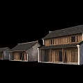 Ancient Traditional Architecture Row of Houses with Wooden Structures White Walls and Classic Roofs