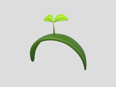 Green Seedling With Arch Shaped Base And Two Fresh Leaves 3d model