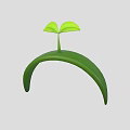 Green Seedling With Arch Shaped Base And Two Fresh Leaves 3d model