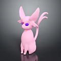 Cute Pink Game Movie Character With Large Ears Long Tail And Purple Eyes