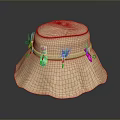 Beige Fisherman Hat With Colorful Feather Decorations For Daily Use