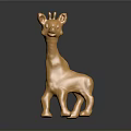 Game Movie Character Golden Giraffe Statue With Shiny Surface And Dark Background