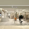 Modern Clothing Store Featuring Window Display Mannequins Interior Design Counter And Plant