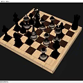 Classic Chess Game Setup On Wooden Chessboard With Black White Pieces