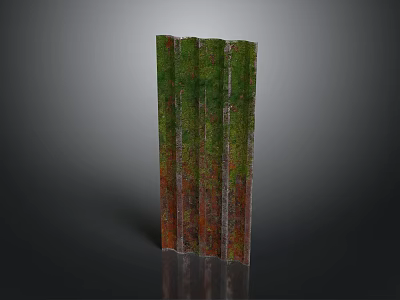 Modern Decorative Vertical Multi Panel Partition With Green Red Textured Surface 3d model