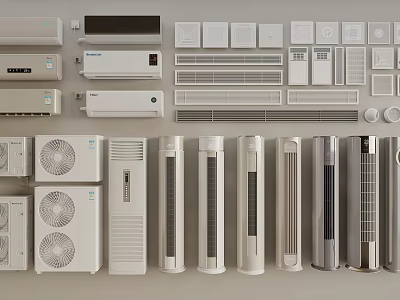 Different Types of Air Conditioners and Fans Home Appliances Collection 3d model