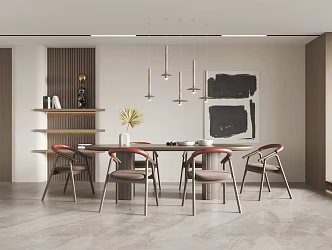 Quiet Restaurant Tables and Chairs 3d model