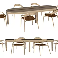 Modern Dining Table and Chair Combination Log Dining Table and Chair Combination 3d model