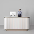 Modern Reception Desk Designs With Marble Top And Wooden Panel Elements 3d model