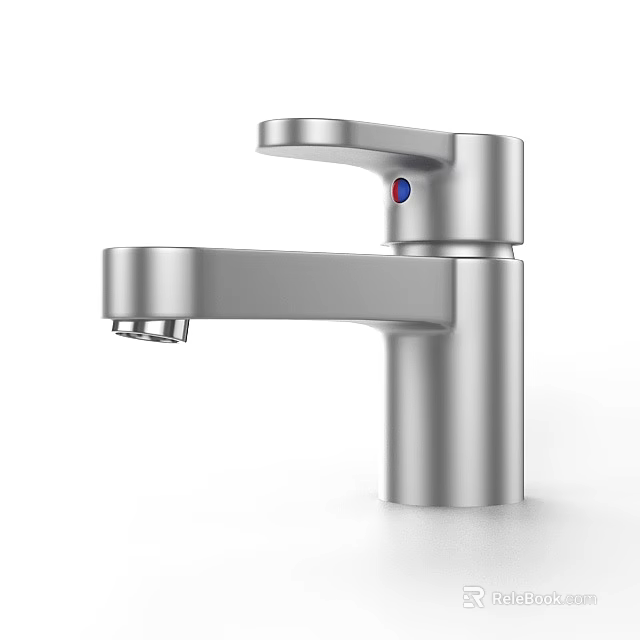 Modern Silver Single Handle Faucet With Hot And Cold Control Design 3d model 