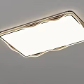 Modern Rectangular Ceiling Light With Gold Wavy Frame And White Panel 3d model
