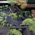 Rockery Stones In Traditional Garden With Lush Green Plants And Pond