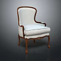 Classic Single Sofa With Wooden Frame Carved Details And Light Colored Cushion