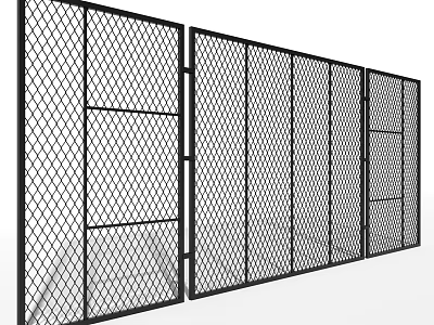 Black Diamond Mesh Metal Fence with Durable Connected Panels for Outdoor Security 3d model