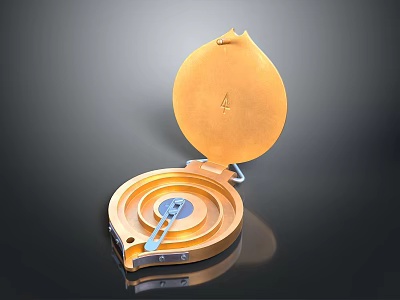 Orange Container with Open Lid Featuring Number 4 on Circular Base 3d model
