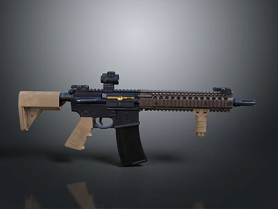 Modern Tactical Rifle with Black and Tan Finish Scope Rail System Grip and Stock Design 3d model