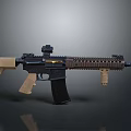 Modern Tactical Rifle with Black and Tan Finish Scope Rail System Grip and Stock Design