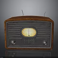 Vintage Retro Radio With Wooden Leather Exterior Round Dial And Antenna