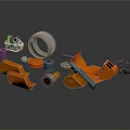 Medical Equipment Components Featuring Orange Enclosures Metal Fittings And Transparent Covers