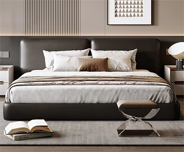 Modern Italian Double Bed 3d model